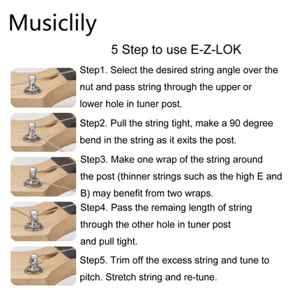 Wilkinson Single 19:1 Ratio E-Z-LOK Full Sealed Machine Head Bass Side Tuner Tuning Peg Key with Vintage Oval Button for Strat Tele Style Electric Guitar