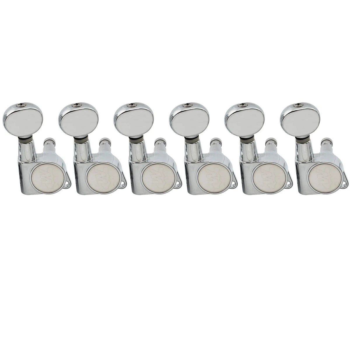 Wilkinson 6-in-line E-Z-LOK Vintage Oval Button Guitar Tuners Machine Heads Tuning Pegs Keys Set for Fender Strat/Tele Style Electric Guitar
