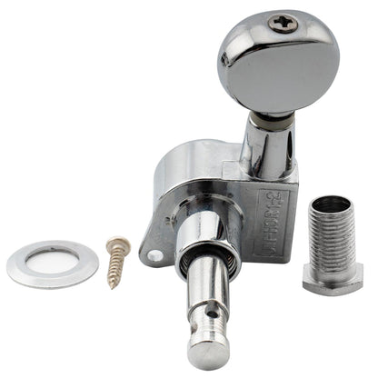 Wilkinson Single 19:1 Ratio E-Z-LOK Full Sealed Machine Head Bass Side Tuner Tuning Peg Key with Vintage Oval Button for Strat Tele Style Electric Guitar