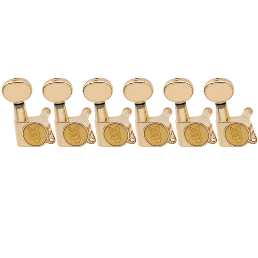 Wilkinson 6-in-line E-Z-LOK Vintage Oval Button Guitar Tuners Machine Heads Tuning Pegs Keys Set for Fender Strat/Tele Style Electric Guitar