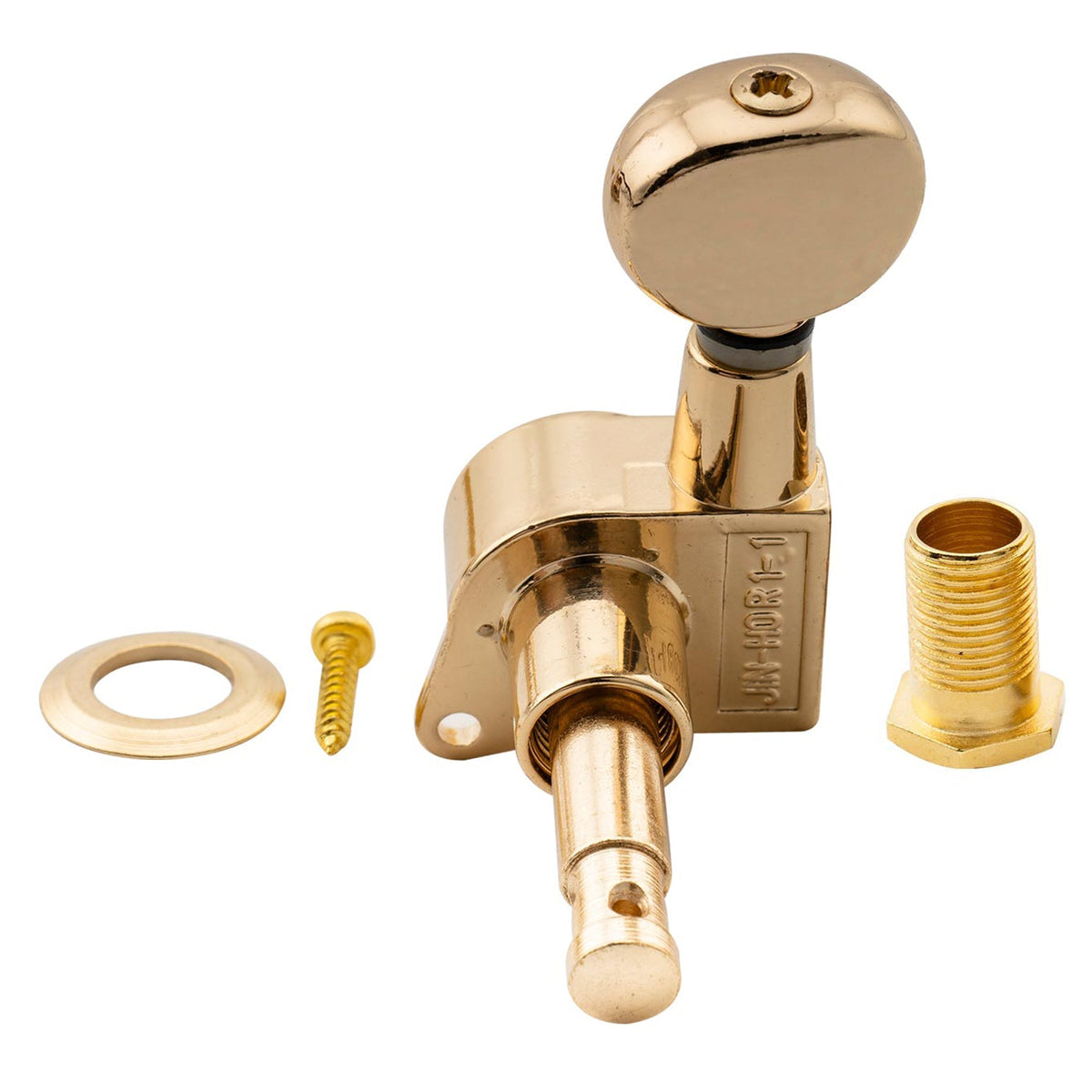 Wilkinson Single 19:1 Ratio E-Z-LOK Full Sealed Machine Head Bass Side Tuner Tuning Peg Key with Vintage Oval Button for Strat Tele Style Electric Guitar