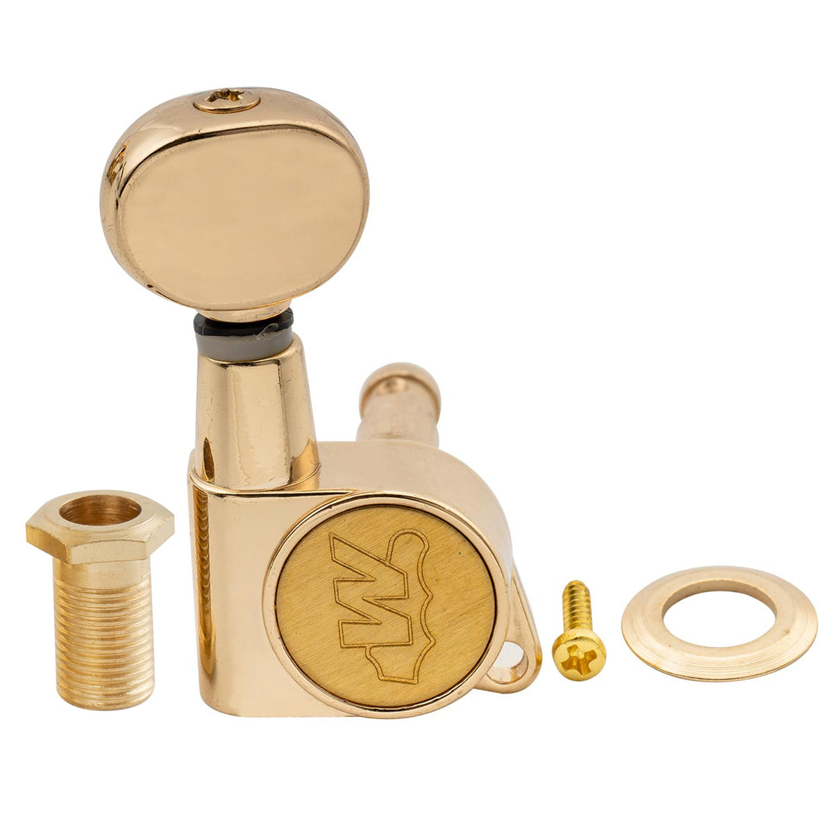 Wilkinson Single 19:1 Ratio E-Z-LOK Full Sealed Machine Head Bass Side Tuner Tuning Peg Key with Vintage Oval Button for Strat Tele Style Electric Guitar
