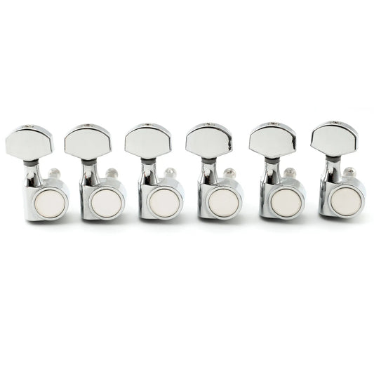 Musiclily Pro R15J-15 6-in-line 15:1 Ratio 1-Pin Full Sealed Machine Heads Tuners Tuning Pegs Keys with Hex Button for SQ Strat Tele Style Electric Guitar