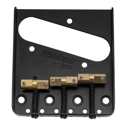 Wilkinson WTB 54mm(2-1/8 inch) Ashtray Brass Compensated 3-Saddle Guitar Bridge for Tele Style Guitar