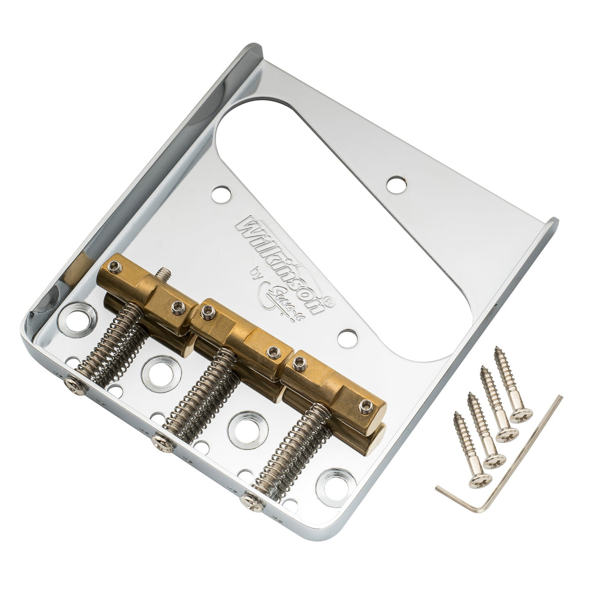 Wilkinson WTB 54mm(2-1/8 inch) Ashtray Brass Compensated 3-Saddle Guitar Bridge for Tele Style Guitar