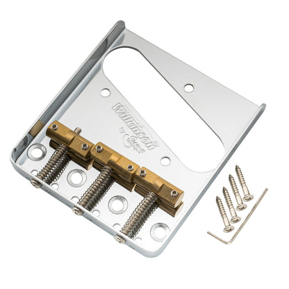 Wilkinson WTB 54mm(2-1/8 inch) Ashtray Brass Compensated 3-Saddle Guitar Bridge for Tele Style Guitar