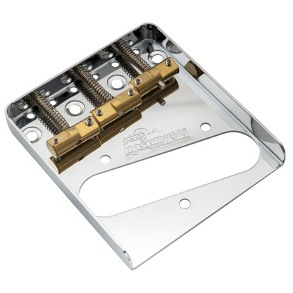 Wilkinson WTB 54mm(2-1/8 inch) Ashtray Brass Compensated 3-Saddle Guitar Bridge for Tele Style Guitar