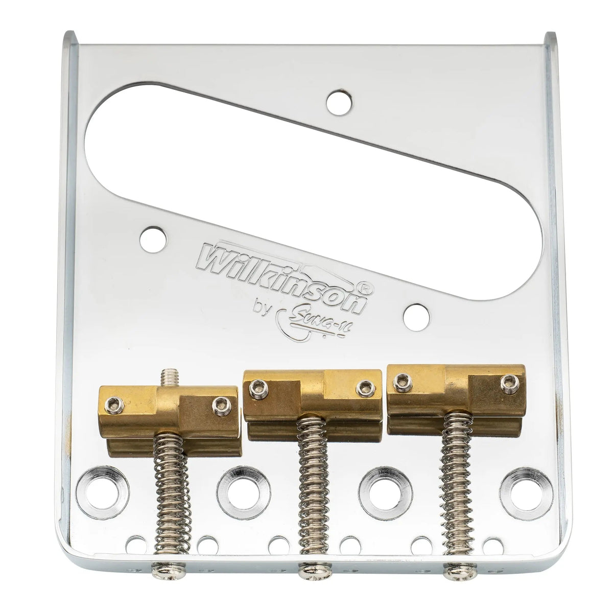 Wilkinson WTB 54mm(2-1/8 inch) Ashtray Brass Compensated 3-Saddle Guitar Bridge for Tele Style Guitar