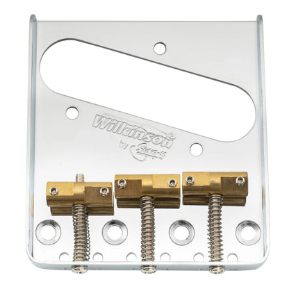 Wilkinson WTB 54mm(2-1/8 inch) Ashtray Brass Compensated 3-Saddle Guitar Bridge for Tele Style Guitar