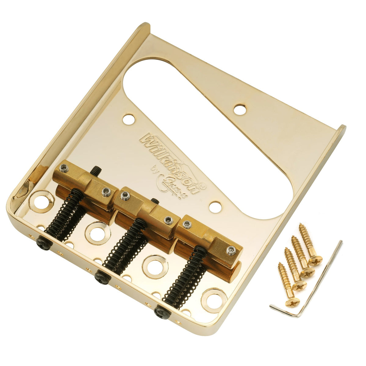 Wilkinson WTB 54mm(2-1/8 inch) Ashtray Brass Compensated 3-Saddle Guitar Bridge for Tele Style Guitar