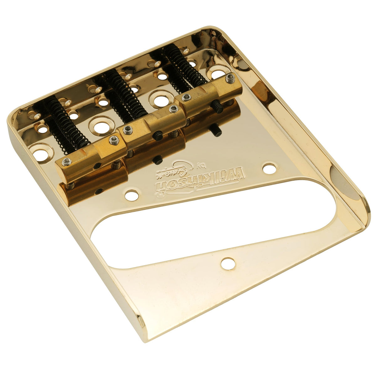 Wilkinson WTB 54mm(2-1/8 inch) Ashtray Brass Compensated 3-Saddle Guitar Bridge for Tele Style Guitar
