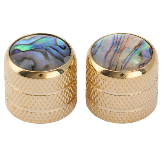 Musiclily Pro Coarse 18 Splines Steel Push-on Abalone Top Dome Control Knobs for Imported Electric Guitar or Bass 18*16.5mm, Set of 2