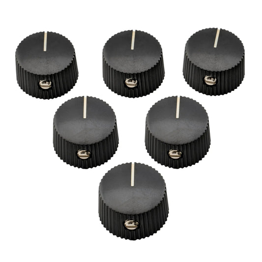 Musiclily Pro Imperial 1/4 Inch Plastic Vintage Barrel Guitar Amplifier Control Knobs with Set Screw for Fender Amp Style Universal Pots (Set of 6)