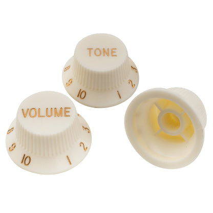 Musiclily Pro Metric Size 18 Splines 1 Volume 2 Tone Strat Style Knobs Set for Asia Import Guitar Bass Split Shaft Pots
