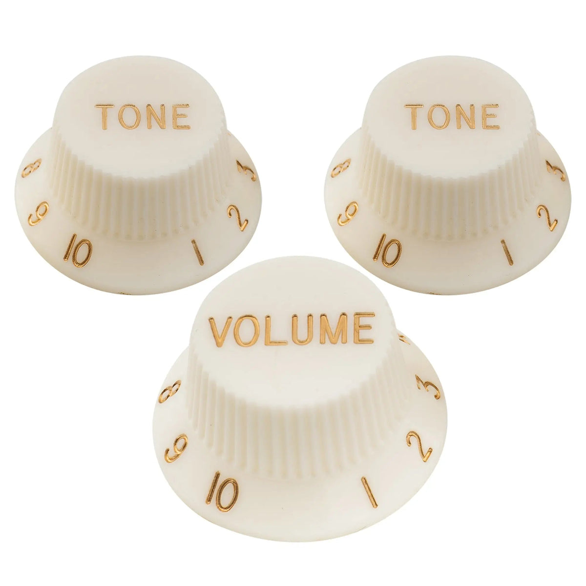 Musiclily Pro Metric Size 18 Splines 1 Volume 2 Tone Strat Style Knobs Set for Asia Import Guitar Bass Split Shaft Pots