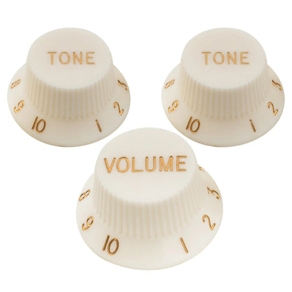 Musiclily Pro Metric Size 18 Splines 1 Volume 2 Tone Strat Style Knobs Set for Asia Import Guitar Bass Split Shaft Pots