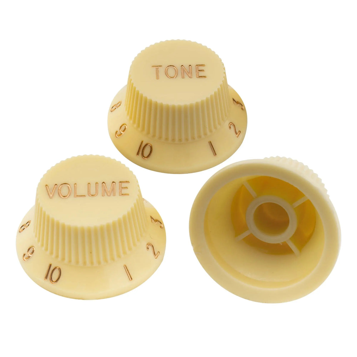 Musiclily Pro Metric Size 18 Splines 1 Volume 2 Tone Strat Style Knobs Set for Asia Import Guitar Bass Split Shaft Pots