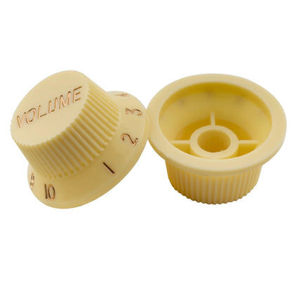 Musiclily Pro Metric Size 18 Splines 1 Volume 2 Tone Strat Style Knobs Set for Asia Import Guitar Bass Split Shaft Pots