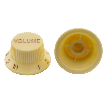 Musiclily Pro Metric Size 18 Splines 1 Volume 2 Tone Strat Style Knobs Set for Asia Import Guitar Bass Split Shaft Pots