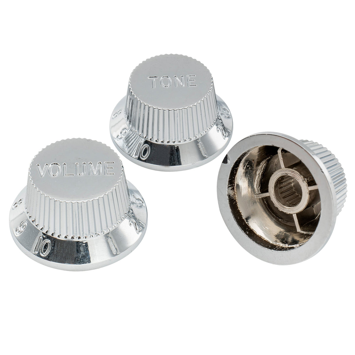 Musiclily Pro Metric Size 18 Splines 1 Volume 2 Tone Strat Style Knobs Set for Asia Import Guitar Bass Split Shaft Pots
