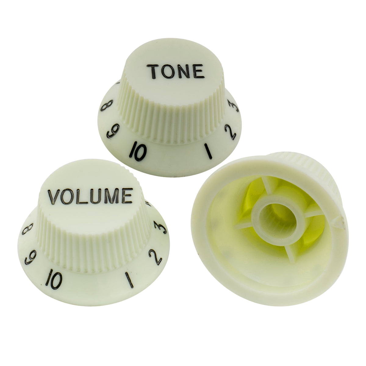 Musiclily Pro Metric Size 18 Splines 1 Volume 2 Tone Strat Style Knobs Set for Asia Import Guitar Bass Split Shaft Pots