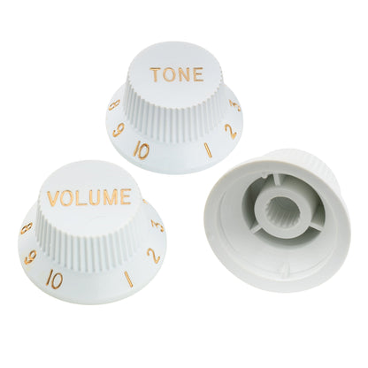 Musiclily Pro Metric Size 18 Splines 1 Volume 2 Tone Strat Style Knobs Set for Asia Import Guitar Bass Split Shaft Pots