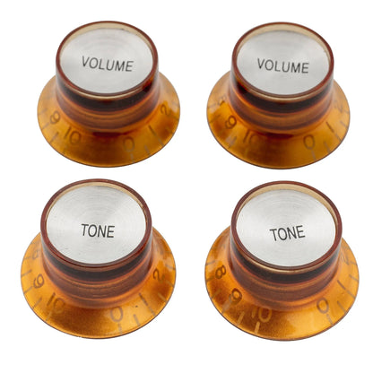 Musiclily Pro Metric Coarse 18-Spline Top Hat Bell Knobs Tone Volume Control Knobs for Epiphone LP SG Style Electric Guitar, Set of 2T2V