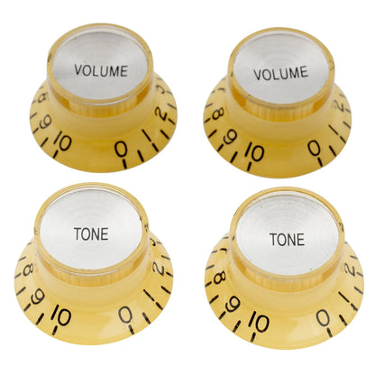 Musiclily Pro Metric Coarse 18-Spline Top Hat Bell Knobs Tone Volume Control Knobs for Epiphone LP SG Style Electric Guitar, Set of 2T2V