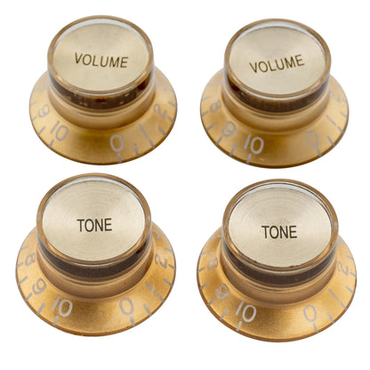 Musiclily Pro Metric Coarse 18-Spline Top Hat Bell Knobs Tone Volume Control Knobs for Epiphone LP SG Style Electric Guitar, Set of 2T2V