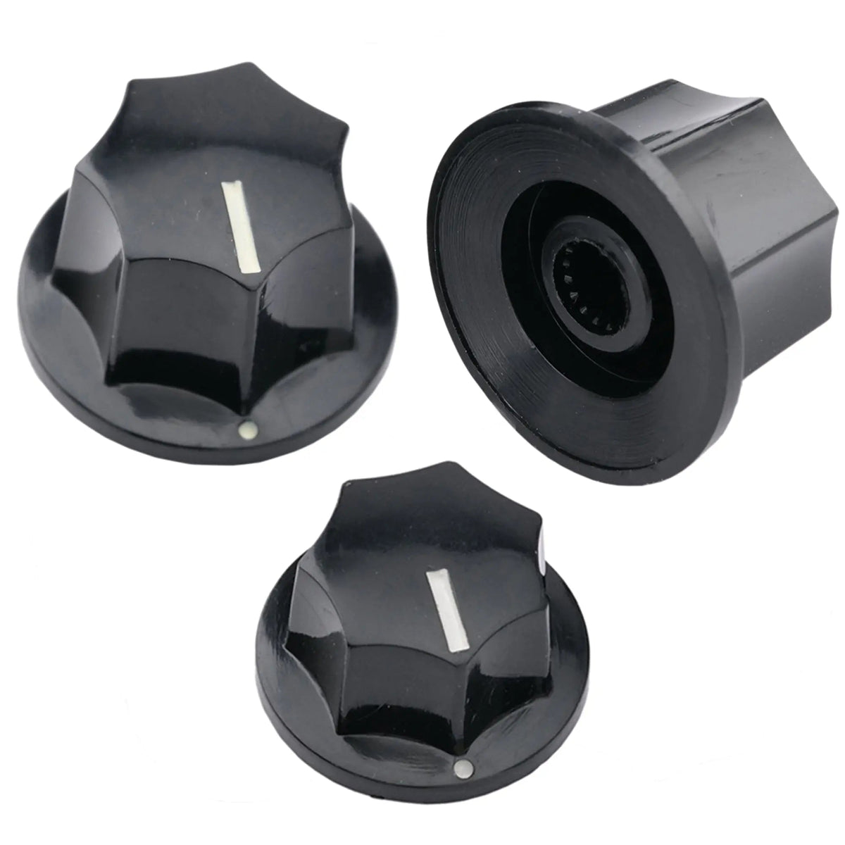 Musiclily Pro Metric Size 18 Splines Jazz Bass Knobs for Asia Import Bass Split Shaft Pots, Set of 3
