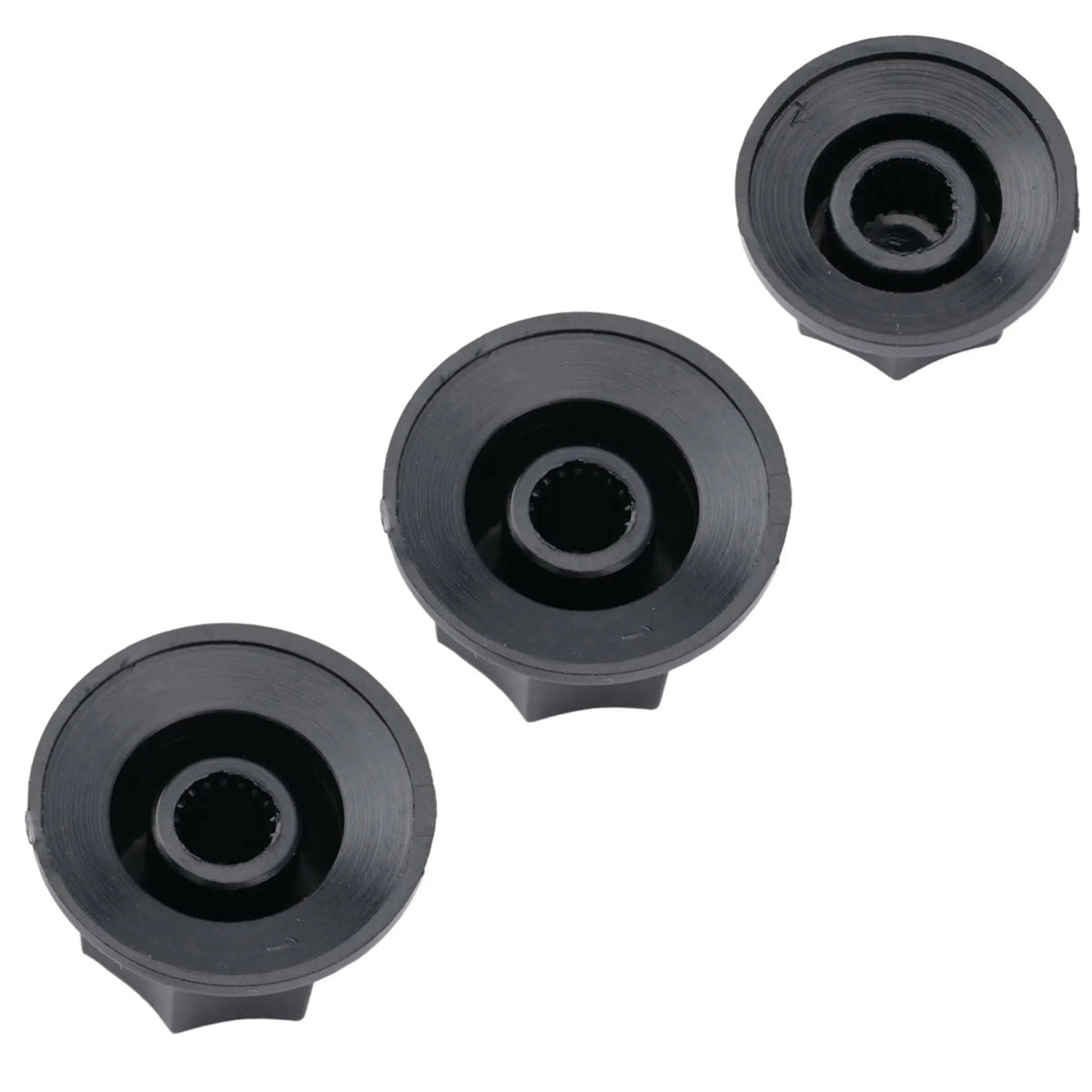 Musiclily Pro Metric Size 18 Splines Jazz Bass Knobs for Asia Import Bass Split Shaft Pots, Set of 3
