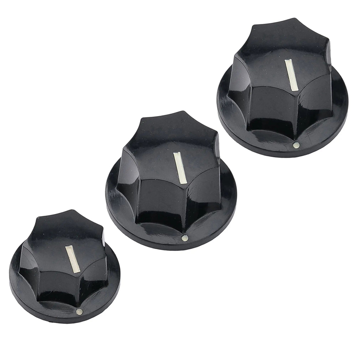 Musiclily Pro Metric Size 18 Splines Jazz Bass Knobs for Asia Import Bass Split Shaft Pots, Set of 3