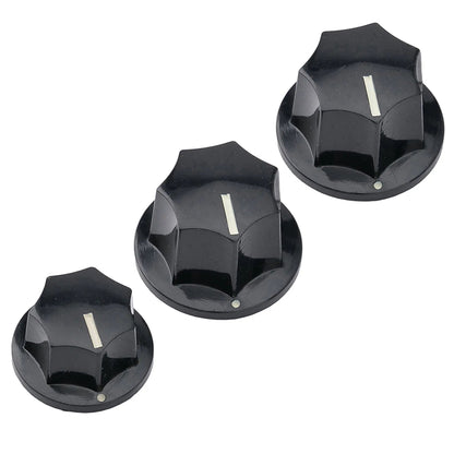 Musiclily Pro Metric Size 18 Splines Jazz Bass Knobs for Asia Import Bass Split Shaft Pots, Set of 3