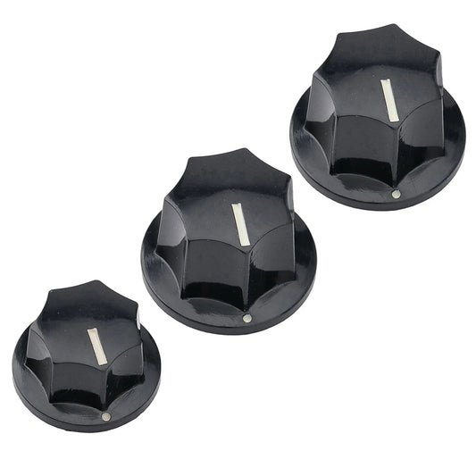 Musiclily Pro Metric Size 18 Splines Jazz Bass Knobs for Asia Import Bass Split Shaft Pots, Set of 3