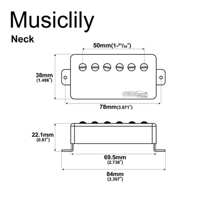 Wilkinson M Series Vintage Tone Alnico 5 Covered Humbucker Neck Pickup for LP Style Electric Guitar
