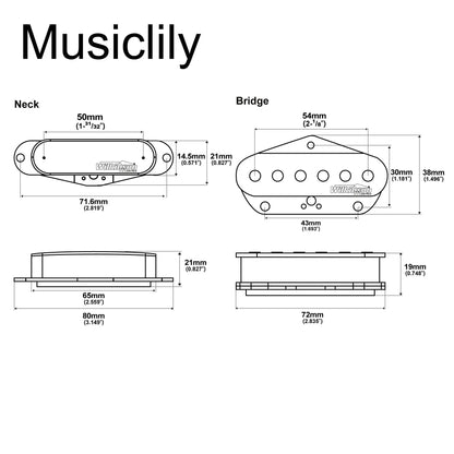 Wilkinson M Series Low Gauss Nashville Sound Ceramic Single Coil Pickups Set for Tele Style Electric Guitar