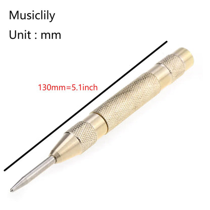 Musiclily Basic 130mm Length Brass Automatic Center Pin Punch Adjustable Spring Loaded Drill Hole Wood Hand Tool for Guitar Repair