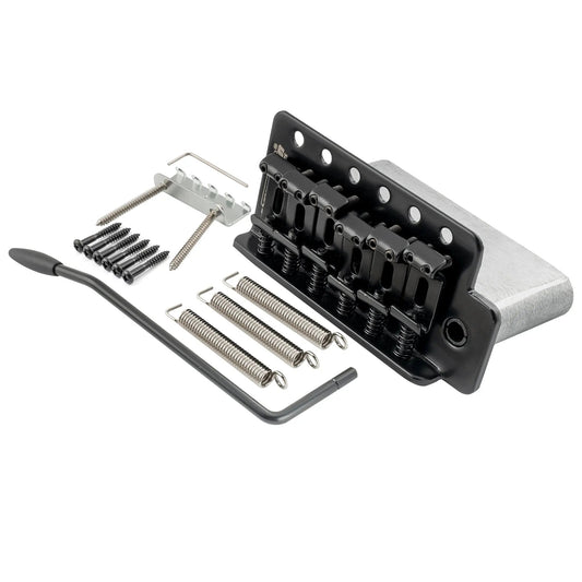 Wilkinson M Series 52.5mm(2-1/16 inch) String Spacing 6-Screw Vintage Bent Saddle Guitar Tremolo Bridge with Push-In Arm 36mm Block for Strat Style Electric Guitar
