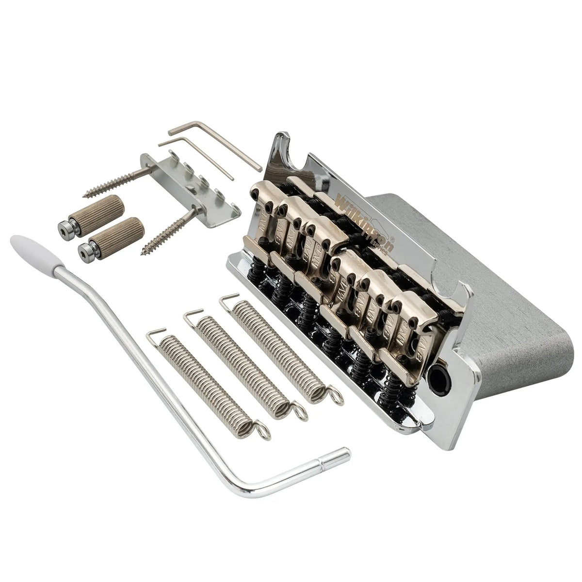 Wilkinson M Series 54mm(2-1/8 inch) Vintage Style Full Block Pop-in Arm 2-Point ST Guitar Tremolo Bridge for MIJ/MIK Strat Style Electric Guitar