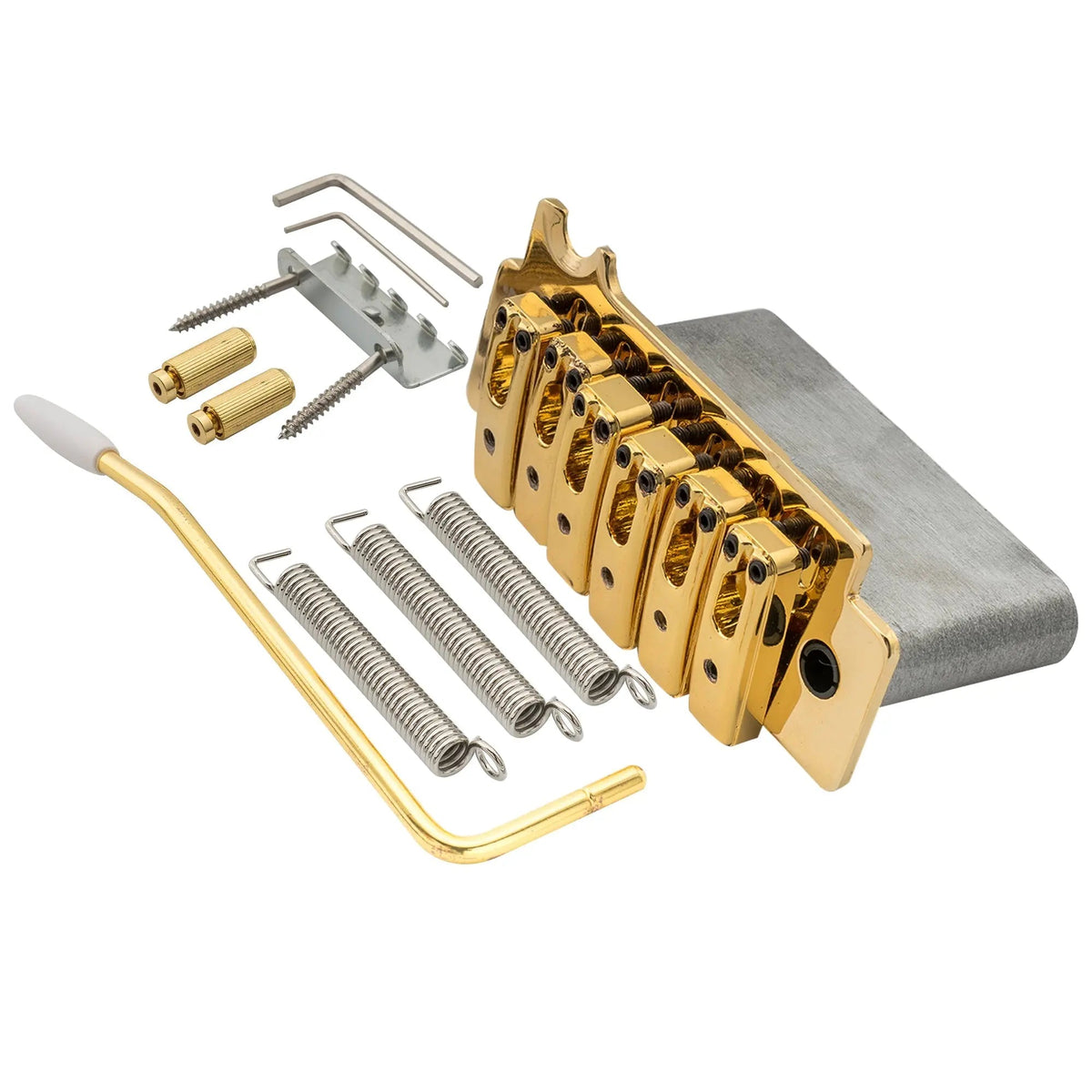 Wilkinson M Series 52.5mm(2-1/16 inch) Individual Saddle Full Block ST Guitar Tremolo Bridge Pop-in Arm 2-Point for Squier/Mexico Fender Strat Style Electric Guitar