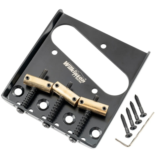 Wilkinson M Series 54mm(2-1/8 inch) Vintage Ashtray Style Bridge with 3 Brass Barrel Saddles for Tele Style Electric Guitar