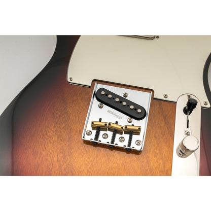 Wilkinson M Series 54mm(2-1/8 inch) Vintage Ashtray Style Bridge with 3 Brass Barrel Saddles for Tele Style Electric Guitar