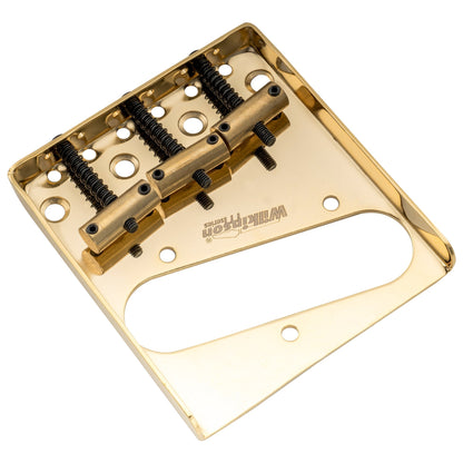 Wilkinson M Series 54mm(2-1/8 inch) Vintage Ashtray Style Bridge with 3 Brass Barrel Saddles for Tele Style Electric Guitar