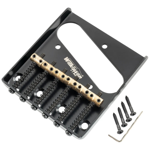 Wilkinson M Series 54mm(2-1/8 inch) Vintage Ashtray Style Bridge with 6 Brass Barrel Saddles for Tele Style Electric Guitar