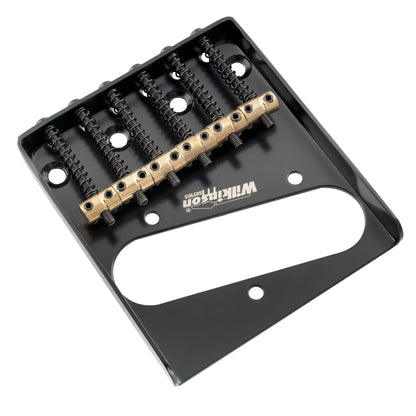 Wilkinson M Series 54mm(2-1/8 inch) Vintage Ashtray Style Bridge with 6 Brass Barrel Saddles for Tele Style Electric Guitar