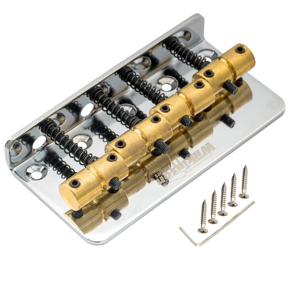 Wilkinson M Series 57mm(2-1/4 inch) Top-loading 4-String Fixed Bass Bridge Brass Saddles for Precision Bass and Jazz Bass
