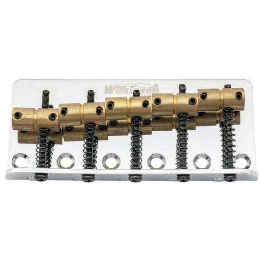 Wilkinson M Series WOB51 72mm(2-53/64 Inch) Top-loading 5-String Fixed Bass Bridge Vintage Brass Saddles for Precision Bass and Jazz Bass