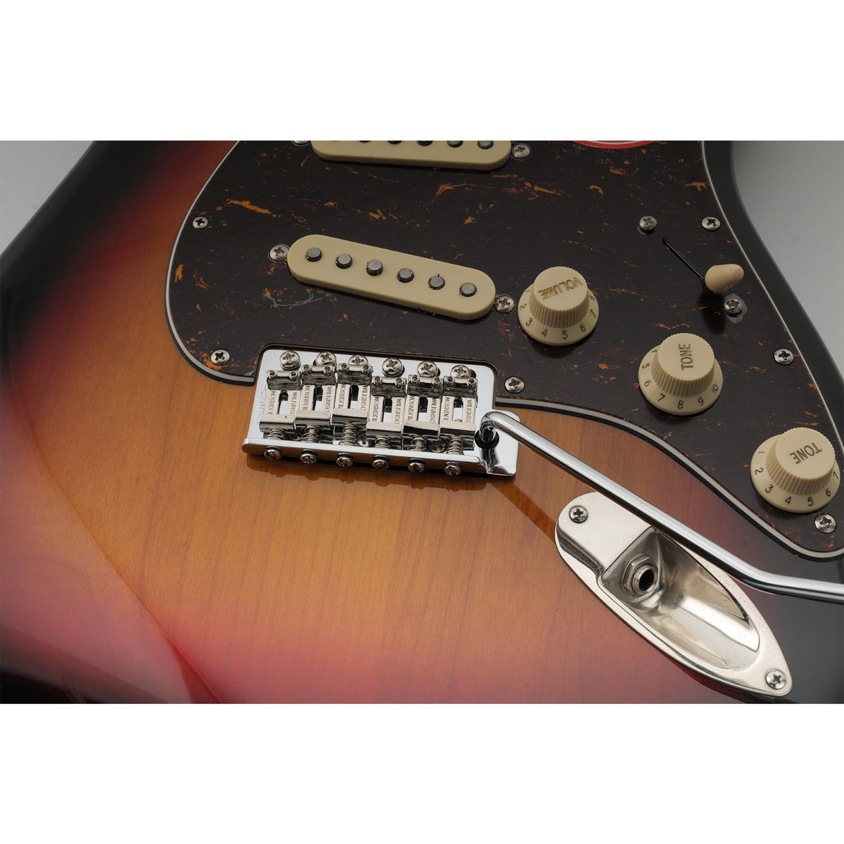 Wilkinson WV6-SB 54mm(2-1/8 inch) 5+1 Hole Vintage Steel Saddles Tremolo Bridge with Full Steel Block for Fender USA and Japan Strat Style Electric Guitar