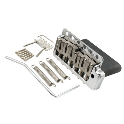 Wilkinson WVPC-SB 54mm(2-1/8 inch) Stainless Steel Saddles 6-Hole Guitar Tremolo Bridge with Full Solid Steel Block for Import Strat and Japan Strat Style Electric Guitar