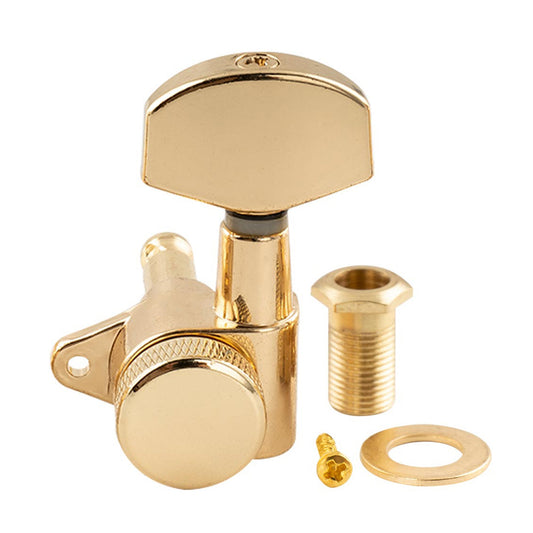 Musiclily Pro R15J-16 Single 15:1 Ratio Full Sealed Locking Machine Head Treble Side Tuner Tuning Peg Key with Big Hex Button Right Angle Screw for Acoustic Electric Guitar